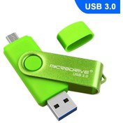 Resim Microdrive 16gb Usb 3.0 Android Telefon Ve Bilgisayar Çift Kullanımlı Döner Metal U Disk Yeşil 