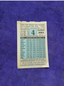 Resim 4 Haziran 2002 Takvim Yaprağı - Nostalji Koleksiyonluk Takvim Yaprağı 