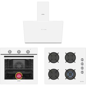Resim Simfer 4 Fonksiyon Trend Mekanik Beyaz Power Turbo Ankastre Set ( 8229 Fırın 3048 Ocak 8722 Davlumbaz ) 