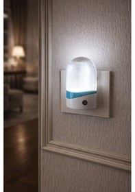 Resim Ulbay Gece Lambası Oval Mavi Şeritli Karanlıkta Otomatik Yanar Fotoselli 0.1w Mavi 