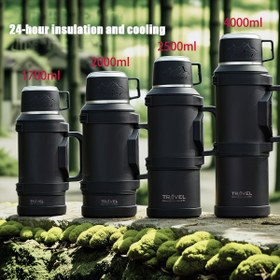 Resim Büyük Yalıtımlı Termos Şişesi, 316L Paslanmaz Çelik, BPA'sız, Tutma Sapı ve Askı ile, Süper Büyük Vakumlu Yalıtımlı, Kapalı, Taşınabilir, Geniş Ağızlı, Şarj Edilmemiş, Sıcak ve Soğuk İçecekler için, Seyahat, Kamp, Bisiklet, Sevgililer Günü, Anneler Günü, Bağımsızlik Günü, Ramazan, Şükran Günü 