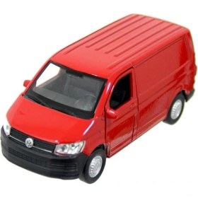 Resim Welly Volkswagen Transporter T6 Van Çek Bırak Metal Gövde Minibüs Kırmızı 12 cm 