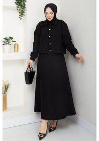Resim Cerza Ceket Etek İkili Takım 1534 - Siyah Siyah 