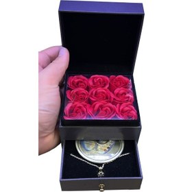 Resim 9 Lu Gül Takı Ve Kolye Kutusu Gül İstiridye İnci Kolyeli Hediye 