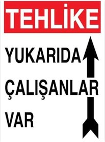 Resim Tehlike Yukarıda Çalışanlar Var Uyarı Tabelası - 20x30 Alüminyum Kompozit Panel - İ38 