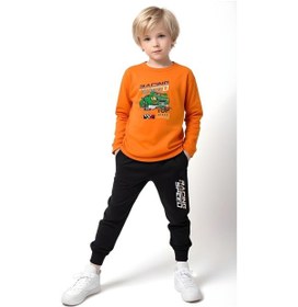 Resim Fyk Kids 3'lü Erkek Çocuk Baskılı Yuvarlak Yaka Alt-üst Pijama Takımı Turuncu 