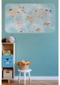 Resim Eğitici Dünya Haritası Dünya Atlası Çocuk Ve Bebek Odası Duvar Sticker -60x105-3828 Renkli 