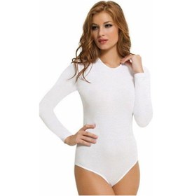 Resim Secret Moda Uzun Kollu Kadın Body Beyaz 4058 001 