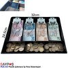 Resim Saypos PLS43 Plastik Para Çekmecesi İçi Düzenleyici 4 Banknot 3 Bozuk Para Gözlü 32x24.5x3.5 CM 