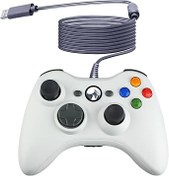 Resim OSTENT Trådbunden USB-kontroller Gamepad Joystick för Microsoft Xbox 360-konsol Windows PC Bärbar dator Videospel Färg Vit 