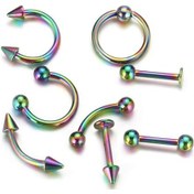 Resim Multicolor Bayan Erkek Çelik Kaş Burun Kulak Çene Piercing Ec83Ml 