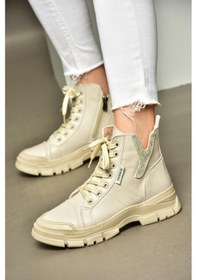 Resim Fox Shoes R602085209 Bej Taş Detaylı Kadın Bot Bej-suni Deri Bej 