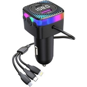 Resim Sones Cs5 Araba 3'ü 1 Arada Bluetooth 5.3 Mp3 Çalar Fm Verici Şarj Cihazı Kablolu 