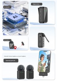 Resim Kablosuz Tüylü Yaka Mikrofonu Apple Uyumlu iPhone Type-c Pc Tablet Video Kayıt Vlog Mikrofon Lightning Usb-c Çıkış 