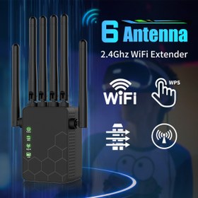 Resim WIFI Genişletici, Ev Ağ Sinyal Yükseltici, WIFI Güçlendirici, Güçlü 2.4Ghz Hız, WIFI Sinyalinizi Güçlendirir, 36 Güçlü Antenler 360° Kapsama İçin, Ethernet Bağlantı Noktalarını Destekler, Ev, Ofis ve Alışveriş Merkezleri İçin Uygun. 