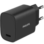 Resim Philips USB-A & USB-C 20W PD Şarj Adaptörü Siyah 