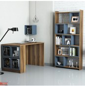 Resim Variant Box Kitaplık Ve Çalışma Masası Takımı - Ceviz / Mavi 