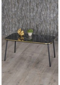 Resim Uslucan Alışveriş Orta Sehpa Kr Siyah Metal Ayak Çift Altın Bendir Çok Renkli 