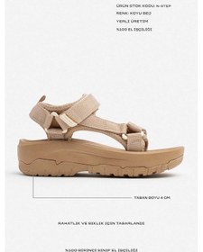 Resim Kadın Sandalet N-step Turuncu Mavi Pembe Cırtlı Kalın Taban Plaj Yürüyüş Outdoor Trekking 411 Bej 