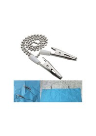 Resim Diş Laboratuvarı Önlüğü Timsah Klipsi Esnek Metal Top Zincir Dayanıklı Peçete Tutucu 