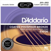 Resim D'Addario EXP26 EXP Coated Phosphor Bronz Custom Akustik Gitar Teli (11-52) 
