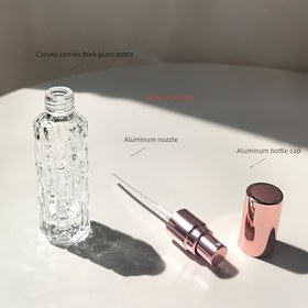 Resim 1 adet Konkav ve Konveks Kaymaz Yüksek Değerli 15ml Cam Parfüm Sprey Şişesi Gül Altın Alüminyum Sprey Başlığı Parfüm Dağıtma Şişesi Basın Boş Şişe 