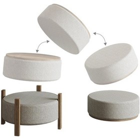 Resim Clone Puf Çift Fonksiyonlu Yan Sehpa Ve Oturma Ünitesi - Krem/safir Meşe Safir Meşe 