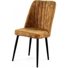 Resim Vento Sandalye - Milas Sarı - Metal Siyah Ayaklı 