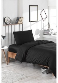 Resim Eponj Home Lastikli Çarşaflı Nevresim Takımı Tek Kişilik Basic Siyah 