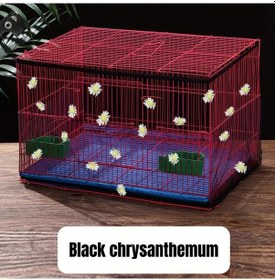 Resim Gateesat Kara Xl 13.78in Yüksek Kasnaklı Seramik Desenli Kuş Kafesi Tüy Geçirmez Ağ 