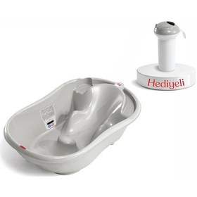 Resim Okbaby Onda Dijital Termometreli Çift Yönlü Bebek Küveti A. Gri + Splash Bebek Duşu 