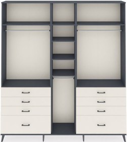 Resim Arges Dolap 8 Raflı 8 Çekmeceli 3 Askılı 220x30x243 Antrasit-antrasit/aytaşı Antrasıt/aytası 