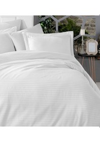 Resim Tek Kişilik Nevresim Seti - Beyaz Saten Çarşafsız Beyaz 