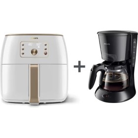 Resim Philips Airfryer Xxl 7.3 L 1.4 kg Akıllı Sıcak Hava Fritözü +Filtre Kahve Makinesi 