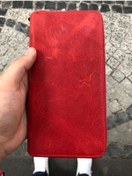 Resim Unisex Kırmızı Hakiki Deri Telefon Bölmeli Kartlıklı Cüzdan El Portföyü Kırmızı 