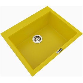 Resim Polex Cristalüx Granit Evye P-X60 Sarı Tezgah Altı Ve Tezgah Üstü Kare Mutfak Evyesi 60x50 CM 