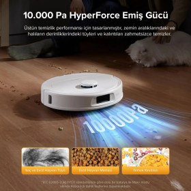 Resim Roborock 60°c Sıcak Su Yıkamalı Halı Tanıma Mop Kaldırma ve 10.000 Pa Emiş Gücüne Sahip Lazer Navigasyonlu Beyaz Robot Süpürge Qrevo L 