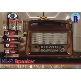 Resim Everton Rt-810 Fm-Usb-Tf-Aux Şarjlı Nostaljik Radyo 