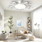 Resim Multifonksiyonel LED Tavan Fanı Işığı, Drone Tarzı Fan Lambası, Uzaktan Kumandalı Büyülü 5 Başlı Fan / Akıllı Işık, 3 Hızlı Aydınlatma / 3 Hızlı Rüzgar Hızı Sessiz Tavan Fanı Lambası, Restoran, Oturma Odası, Yatak Odası Ev Dekorasyonu İçin Katlanabilir Tasarım, Hediye Seçeneği 
