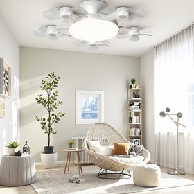 Resim Multifonksiyonel LED Tavan Fanı Işığı, Drone Tarzı Fan Lambası, Uzaktan Kumandalı Büyülü 5 Başlı Fan / Akıllı Işık, 3 Hızlı Aydınlatma / 3 Hızlı Rüzgar Hızı Sessiz Tavan Fanı Lambası, Restoran, Oturma Odası, Yatak Odası Ev Dekorasyonu İçin Katlanabilir Tasarım, Hediye Seçeneği 