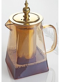 Resim Borosilikat Cam Amber Demlik 750ml Süzgeçli Bitki Demliği Şeffaf 