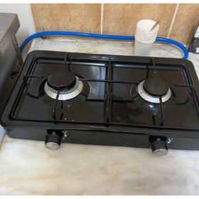 Resim sobapark 2 Gözlü Tüplü Ocak Emaye Set Üstü Ocak İkili Ocak Karavan Kamp Ocağı Küçük Tüplü Ocak 