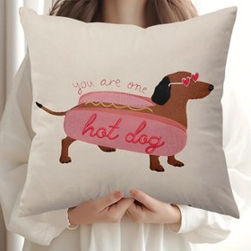 Resim 1 adet Sosis Köpeği Yastık Kılıfı - Polyester, Fermuar Kapanışı, Makine Yıkanabilir, Yumuşak ve Cilt Dostu, Yatak, Koltuk, Salon Sandalyesi, Hediye Dekorasyonu, Ev Dekorasyonu için İdeal (Çift Taraflı Baskı, İçerik Yok), Sevimli Ev Dekoru|Oyuncağı Tasarım|Zipli Kapak 