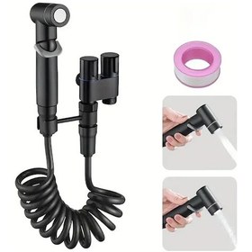 Resim Dashanshop Siyah 2 Yollu Klozet Duş Başlığı Adaptörü El Tipi Püskürtme Nozulu Dayanıklı Metal 