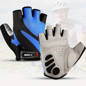 Resim 1 Çift Vilico Yarım Parmak Bisiklet Eldiveni - Unisex, Kalın Nefes Tasarımı ile Ventilasyon Delikleri, Hafif Polyester Spor Salonu, Koşu ve Bisiklet için, Siyah ve Mavi, Bisiklet Aksesuarları, Şık Spor Tasarımı, Dayanıklı Spor Giyim 