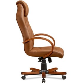 Resim Zeus -bilgisayar - Ofis - Müdür - Büro - Makam Çalışma Koltuğu Renk Ayaklı Kahve Ahşap 