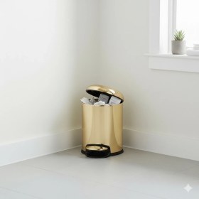 Resim System Banyo Aksesuarları Pedallı 3 L Gold Çöp Kovası 26x20x20 cm 