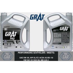 Resim Grat 5W-30 Apı Sl/Cf Tam Sentetik Motor Yağı 4 L 