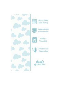 Resim Mavi Bulut Desenli Baskılı Çocuk Ve Bebek Odası Fon Perdesi 2 Kanat - Prd-06 Çok Renkli 