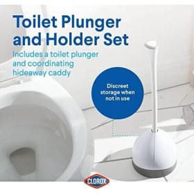 Resim Storemax Clorox 620027 Tuvalet Pompası ve Hideaway Caddy Banyo Kombo, Taban, Beyaz/gri 